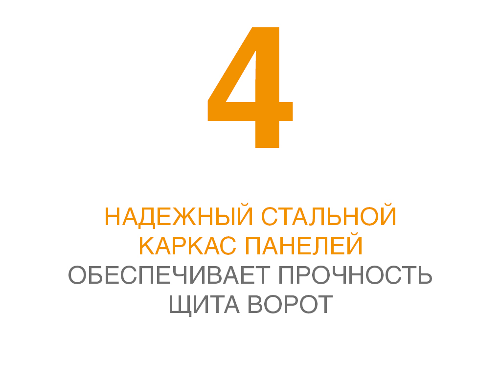 Надежный стальной каркас панелей обеспечивает прочность щита ворот.